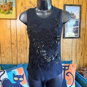 Elegant Stonebridge Black Embellished Tank Top